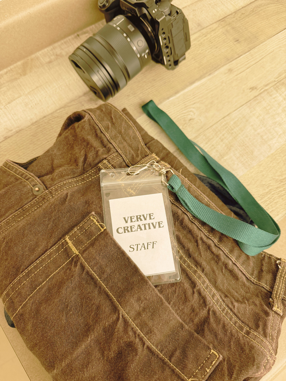 Verve Creative staff badge with camera equipment